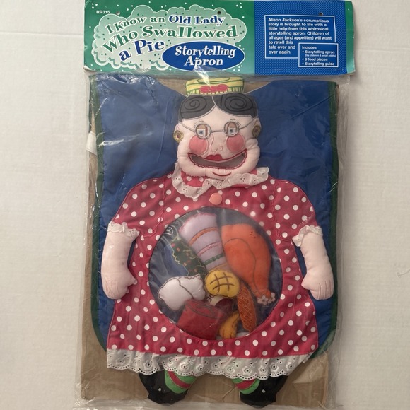 Lakeshore Storytelling Kit Apron & Book Old Lady Who Swallowed a Pie Interactive - Picture 1 of 7